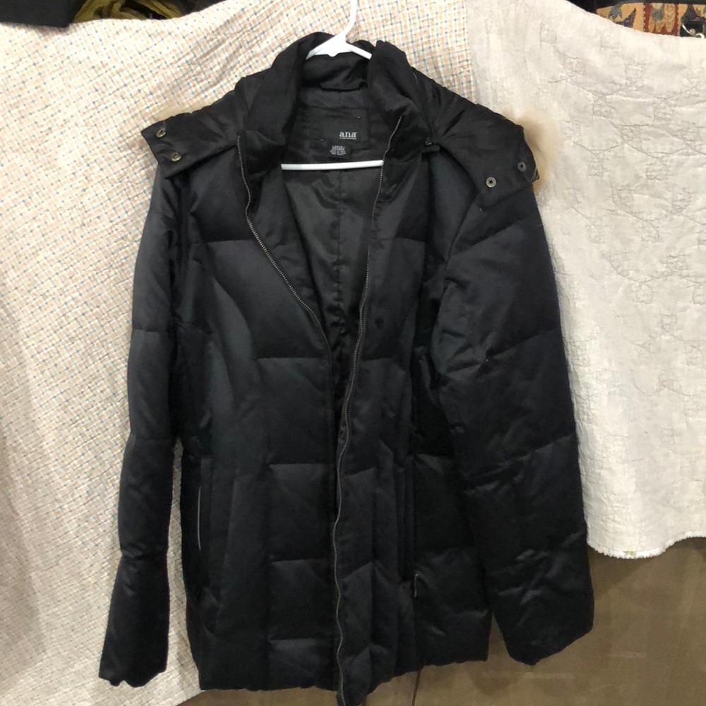 Ana black down jacket with zip off fur lined hood